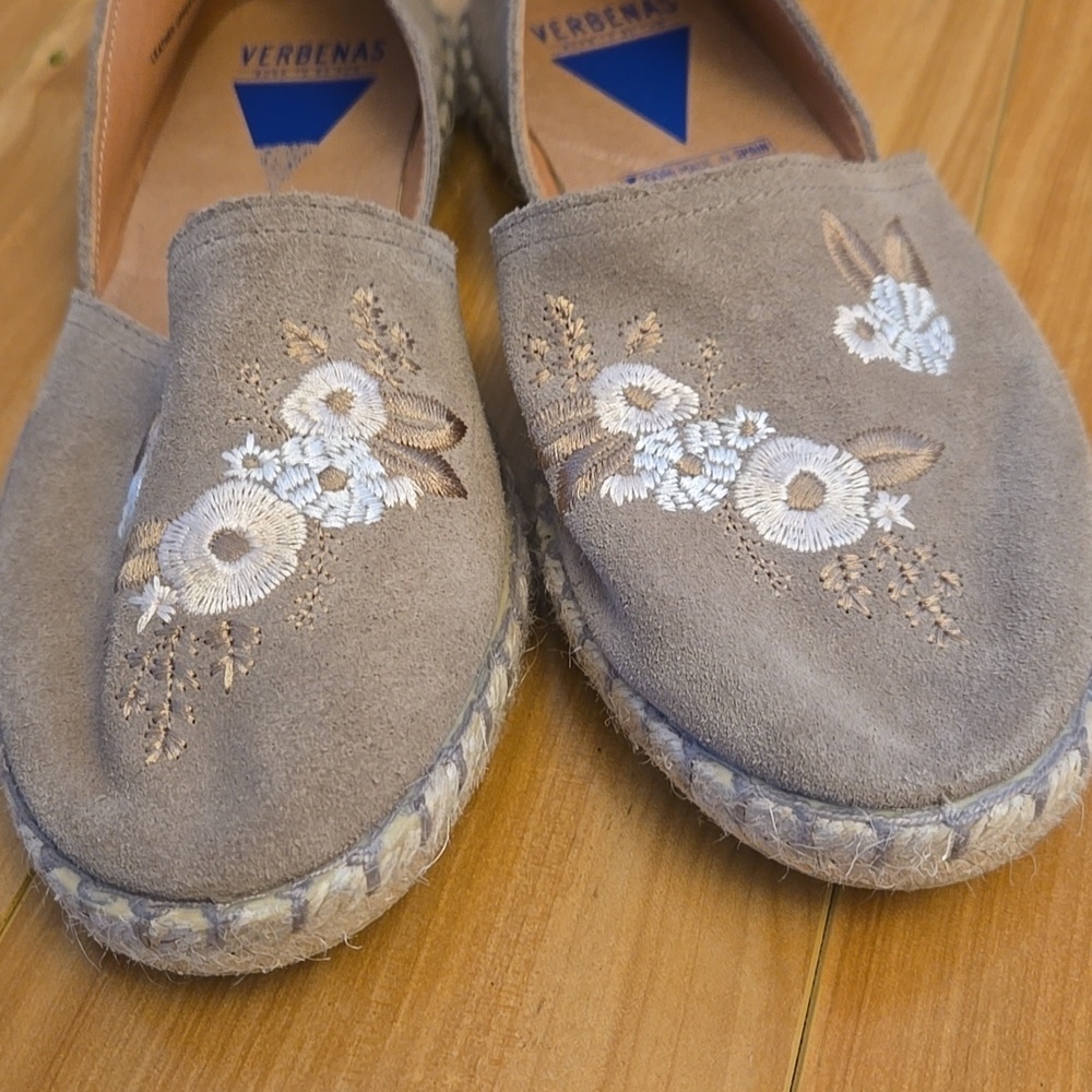 Verbenas Embroidered Espadrilles Flats Carmen Suede Leather Boho EUR 40/US 9.5 - Picture 3 of 9